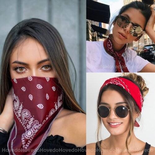 Modyle Vintage Bohemia Print Bandana Hair Bands for Girls Women Headband Scarf Face Mask Cross Turban Bandanas Headwear