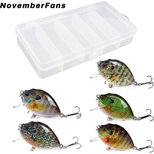 NovemberFans Blue Gill Crank Bait Wobblers 5pcs/box 6cm 14.5g Sinking Crankbait Hard Plastic Fishing Lures Artificial Tackle Set
