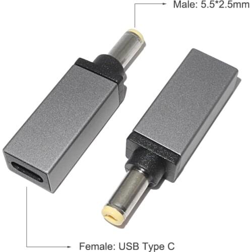 USB C Charger Connector to 5.5*2.5mm Male Jack Laptop Adapter Cable Cord for Asus Lenovo Notebook Power Supply Converter