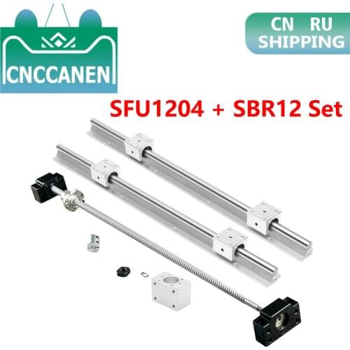 SFU1204 Ball screw 300 mm +BKBF10 End Support Block+1204 Nut Housing + 4PCS SBR12 Linear Rail Support +SBR12UU For XYZ CNC Parts