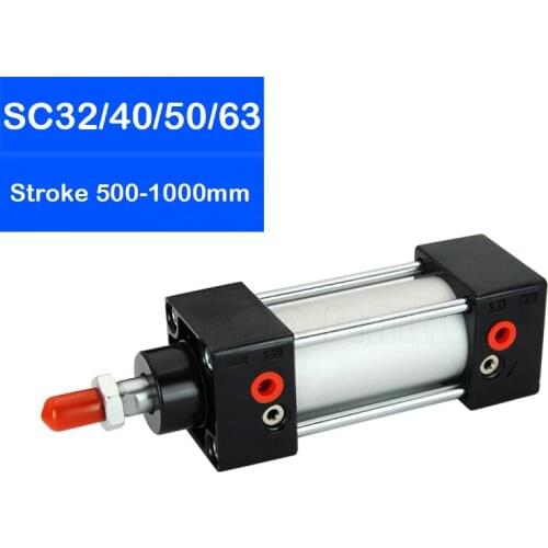Standard Air Cylinders SC32/40/50/63mm Bore Double Acting Pneumatic Cylinder 500/600/700/800/900/1000 mm Stroke