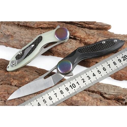 DC53 Steel Survival Folding Knife EDC Rescue Outdoor Self-Defense Camping Fruit Knife G10 Carbon Fiber Steel Handle Pocket Knife