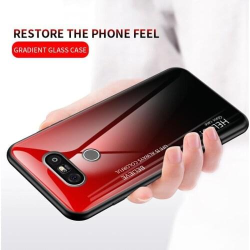 Slim Gradient Tempered Glass Case For LG G7 G8 ThinQ G6 G5 Soft Edge Back Cover on For LG G5 G6 G7 G8 Silicone Phone Caoa Shell