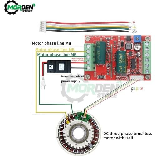 Three Phase DC Brushless Motor Controller PWM Hall Motor DC 6-60V 400W BLDC Control Driver Board 12V 24V 48V