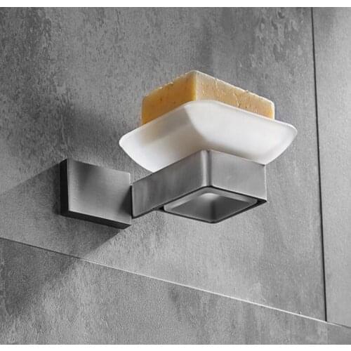 Vidric Bathroom 304 Stainless Steel Soap Dishes Matte Plate Soap Holder Wall Mounted Soap Case Home Decoration