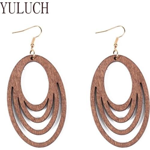 YULUCH 7 color hollow wood earrings for women art casual jewelry girls party vacation simple accessories girls elegant earrings