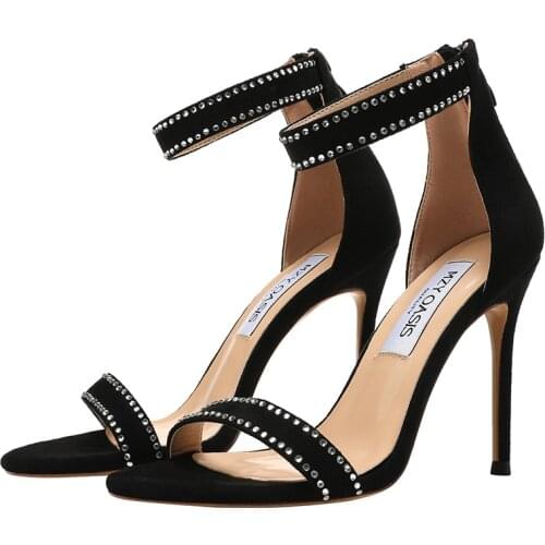 2021 Sexy Women 10cm High Heels Sandals Lady Bling Wedding Bridal Shoes Scarpins Glitter Black Heels Stiletto Pumps