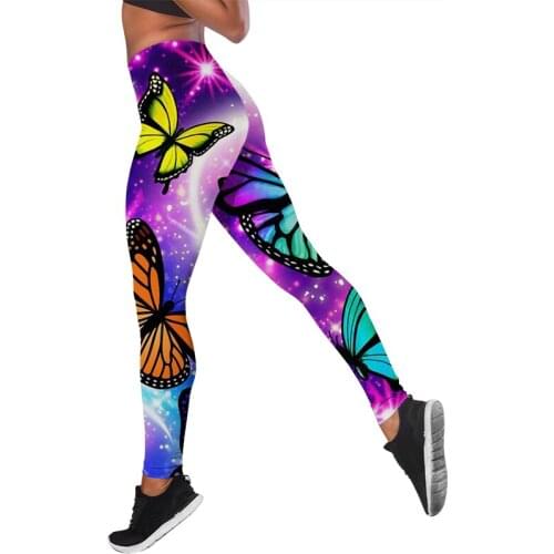 CLOOCL Women Leggings Beautiful Butterfly Printed High Waist Elasticity Legging 3D Animal Fitness Pant for Female Jogging Pants