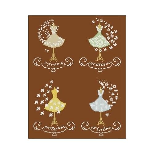 -Magazine Four Seasons Dress Counted Cross Stitch 11CT 14CT 18CT DIY Chinese Cross Stitch Kits Embroidery Needlework Sets