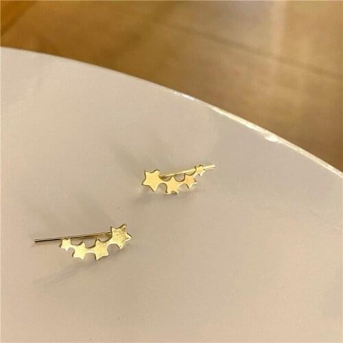 Golden Copper Star Earrings for women Korean Geometric Stud Earrings Small Cute Brincos Wedding Party Fashion Jewelry