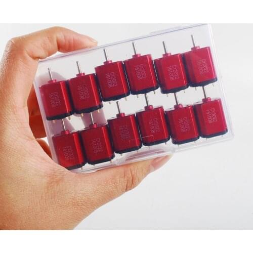 1 plastic Box+12PCS RED 030 carbon brush 3.2v motor high speed noise, low torque