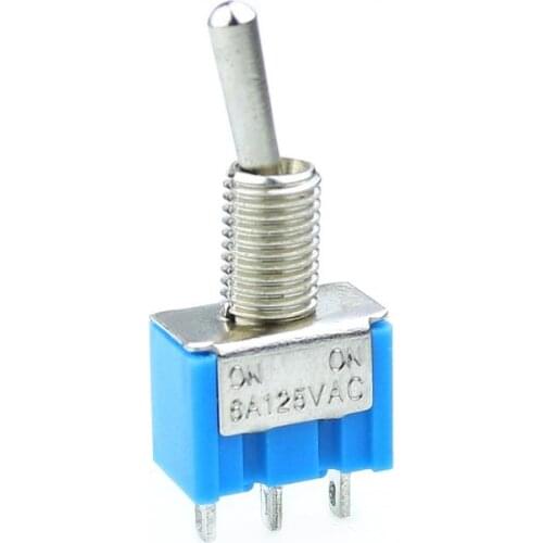 10Pcs Toggle Switch MTS-102 3 Pin ON/ON PDT 6A 125VAC/3A 250VAC Mini Switch Lever Switch Light blue