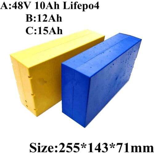 2000 times cycles 48v 10Ah Lifepo4 12Ah 15A battery pack LiFePO4 with 58.4v 3A charger for electric scooter, e-bike power supply