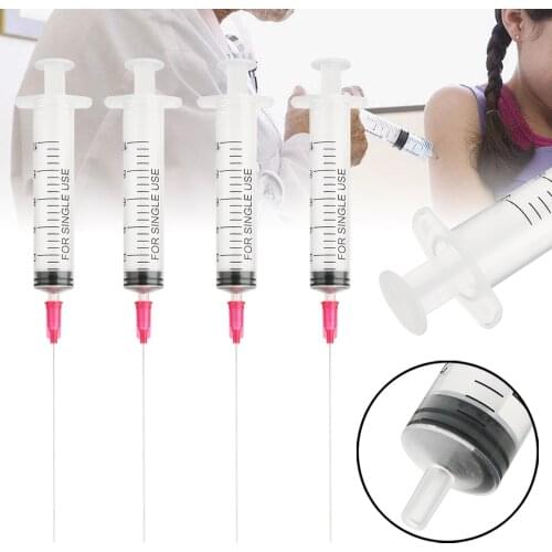 4pcs/set 10ml Transparent Syringe Injection Syringe with 4pcs Blunt Needle for Home Office Refill Ink Cartridges