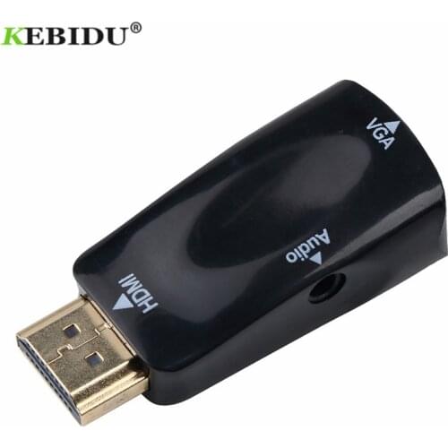 Kebidu HDMI-compatible To VGA Adapter Converter Cable With Audio Cable Male to Female Support HD 1080P For PC Laptop Wholesale