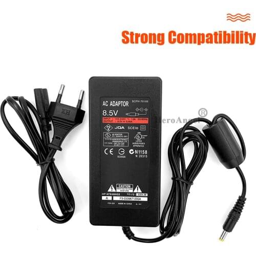 2021 Euro Plug AC Power Adapter for Sony PS2 Slim 70000 AC 100~240V 50 / 60Hz 80cm Cable Black Adapte for Playstation 2