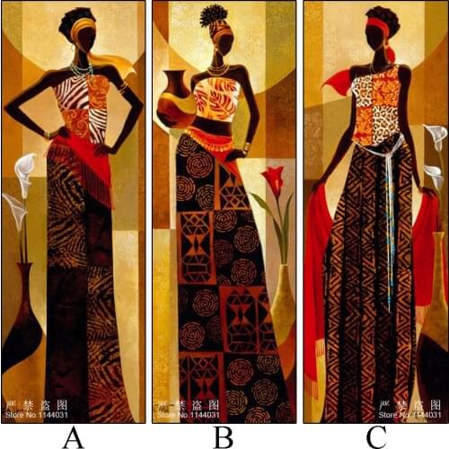 5D Diy Diamond Painting Tribal Girl Cross Stitch Kit African Art Diamond Mosaic Handmade Diy Diamond Embroidery Woman & Flower