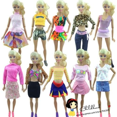 Free shipping 5 sets short dress skirt set for barbie doll clothes