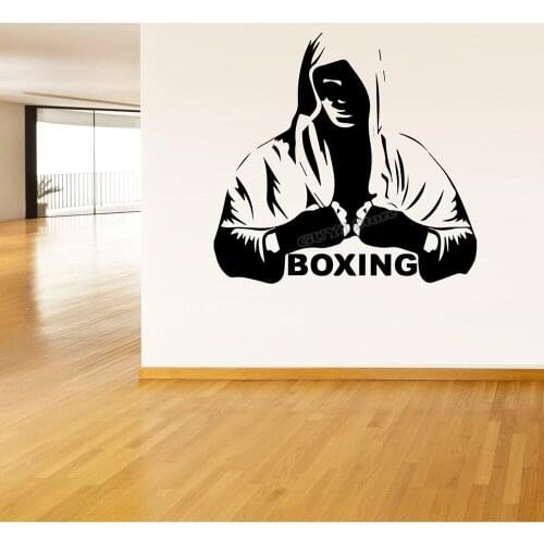 Boxing Sport Wall Decal Boxing Man Emblem Sport Fight Wall Sticker Boys Room Decoration Poster Vinyl Art Decor Decal Mural B518