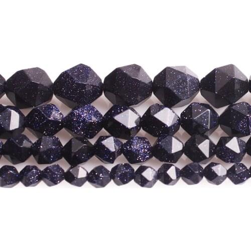 New Fashion Natural Stone Beads Faceted Blue Sand Stone Semi Precious Loose Beads 6 8 10 MM Diy Beads Jewelry Making15' String
