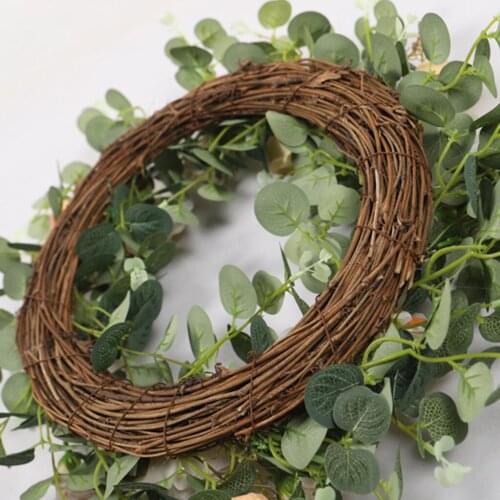 Realistic Eucalyptus Leaf Flower Garland, Camellia Wreath Wall Hanging for Front Door Decor