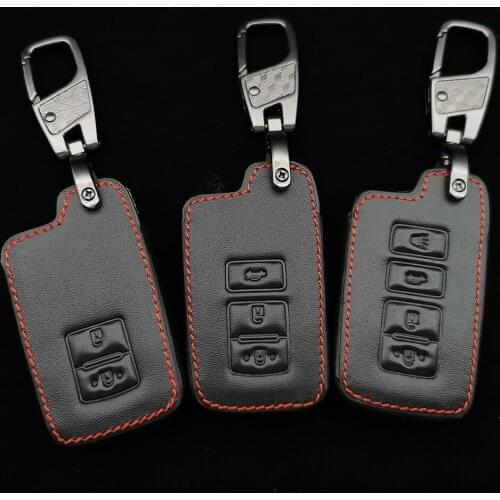 Hot Sale Leather Car Key Cover For Toyota Rav4 Corolla Camry Crown Prado 2/3/4 Button Remote Control Smart Key Case Accessories