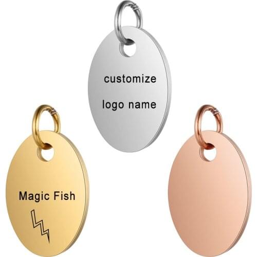 Customized Charms for Jewelry Making Gold Stainless Steel Oval Pendant Engrave Logo Letter Diy Earring Bracelet Necklace Lots