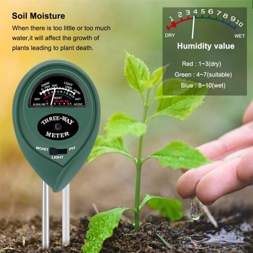 3-In-1 Soil Moisture Meter PH Tester For Earth Plants Flowers Acidity Moisture Measurement Garden Tool Determinant Soil Test Kit