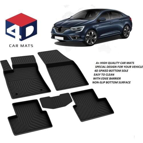 Floor Mats Liner 4D Molded Black Fits For Renault Megane 4 SD 2016 + Rubber Floor Mats