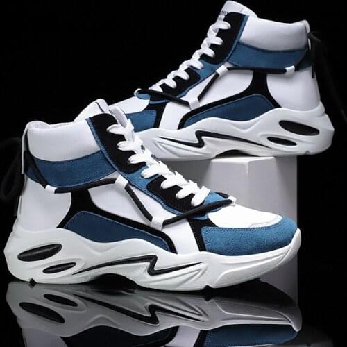 New 2021 High Top Sneakers Men Casual Shoes Breathable White Shoes Black Leather Trainer Men Vulcanize Shoes Casual Sport Sneake