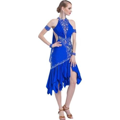 L-16122 Custom latin dance dress, Latin dance costumes adult stick drill sexy backless dance dress latin competition dress