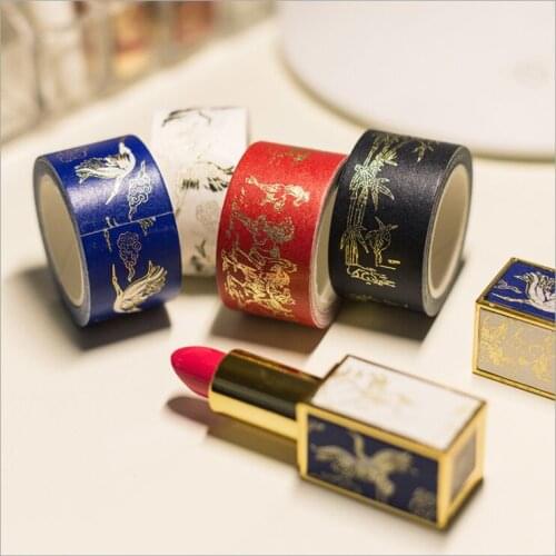 25mm Chinese vintage golden dragon phoenix crane lipstick Decoration Planner Washi Tape DIY Diary Scrapbook Masking Tape Escolar