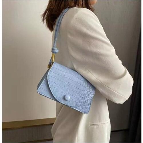 Fashionable Alligator PU Leather Knotted One Shoulder Handbag,New Messenger Womens Double-Layer Versatile Small Square Bag 2021