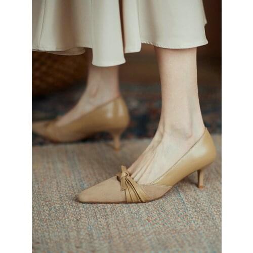 EshtonShero Leather Shoes Fashion Womens Thin High Heels Shoes Pointed Toe Elegant Women Pumps Female Office Platform Shoes