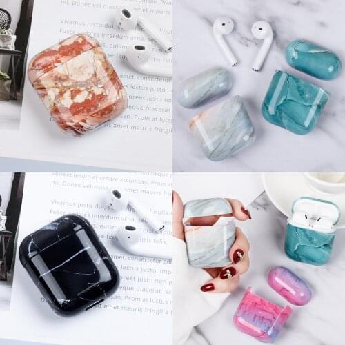 Marble Earphone Case For Airpods 1 2 Hard PC Case Cover Charging Box Shell For AirPods 1 2 Protective Cover For Apple Airpods