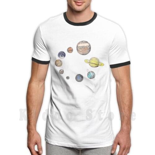 Planets T Shirt Men Cotton Cotton S-6Xl Planets Orbit Circle Ink Pen Colour Planet Earth Jupiter Neptune Venus Saturn Uranus