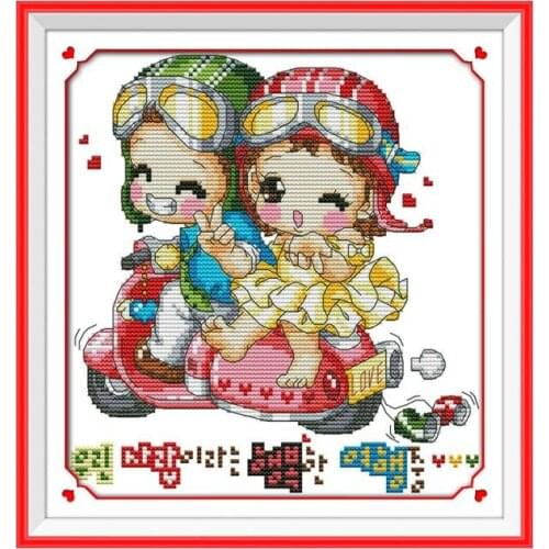 Go for a ride(1) cross stitch kit 14ct 11ct count print canvas stitches embroidery DIY handmade needlework plus