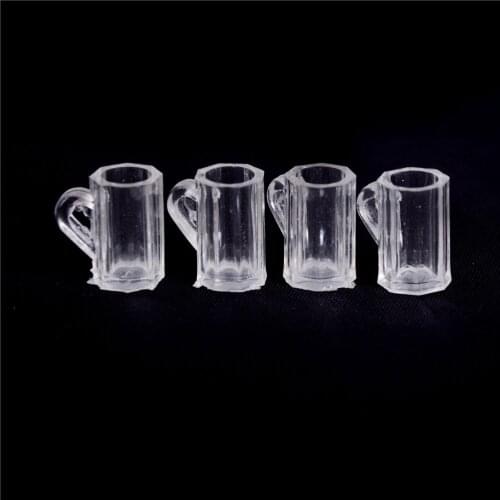 Set 4Pcs 1/12 Dollhouse Miniature Plastic Beer Mugs Cup Classic Toys Christmas Gift Pretend Play Classic Toys for Children Kids
