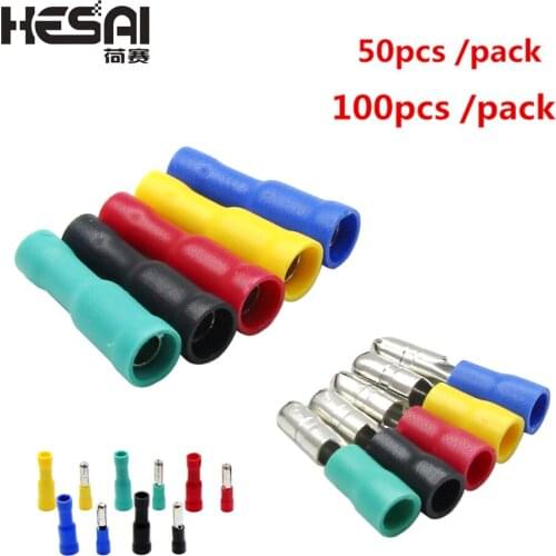 100pcs/50pcs/ packet 5colors 16~14AWG Male Female Bullet Connector Crimp Terminals Wiring