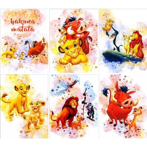Full Square 5D DIY Diamond Painting Animal Lion King Round Cartoon Handmade Mosaic Set Embroidery Cross Stitch Home Decor Gift
