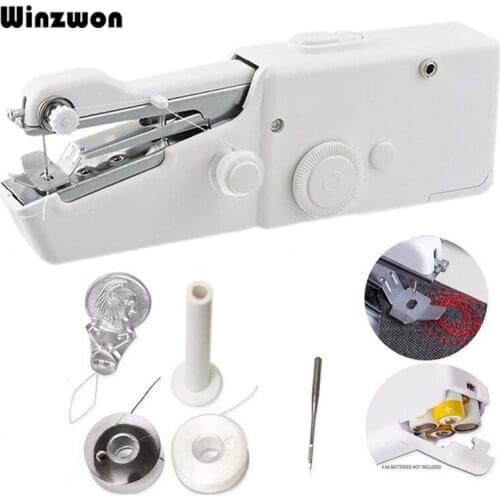 Portable Mini Hand Sewing Machine Quick Handy Stitch Sew Needlework Cordless Clothes Fabrics Household Electric Sewing Machine