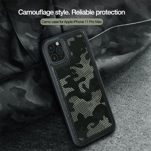 Original NILLKIN Mobile Phone Case For iPhone 11 Pro Case Apple Mesh Camouflage Cloth TPU Cover Back Shell Anti-slip Soft