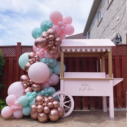 115 pcs Macaron Pink Green Balloons Garland Arch Kit Chrome Metallic Rose Gold Globos Wedding Anniversary Birthday Party Decor