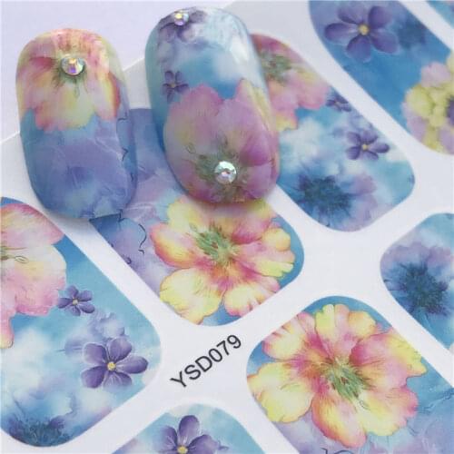 YZWLE Mixed Designs Beautiful Butterfly / Flower Full Cover Water Transfer Nail Art Stickers Beauty