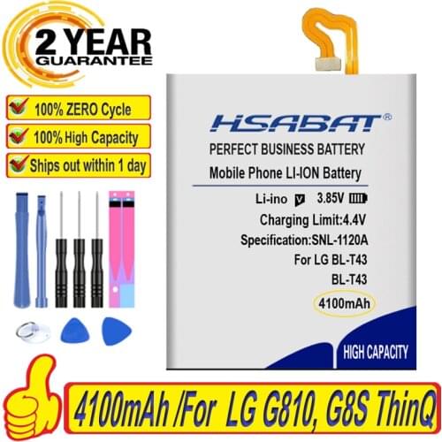 Top Brand 100% New 4100mAh BL-T43 Battery for LG G810, G8S ThinQ, G8S ThinQ Global, LMG810EA, LMG810EAW, LM-G810EAW Batteries