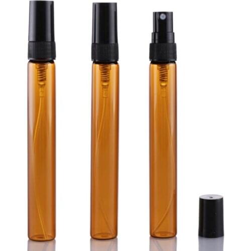 Amber Glass Spray Bottle Perfume Atomizer with Black Cap Mini Sample Vials Thin Glass Bottle F20172695