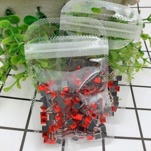 Red Square Shape Glass Stone Hotfix Glass Rhinestones Hot fix Crystal Stones for DIY Clothes Creative Design
