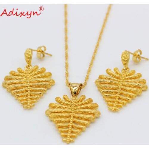 Adixyn TREE Earrings/Necklaces/Pendant Jewelry sets for Women Gold Color African/Hawaii Island Marshall Jewellery Gifts N09056