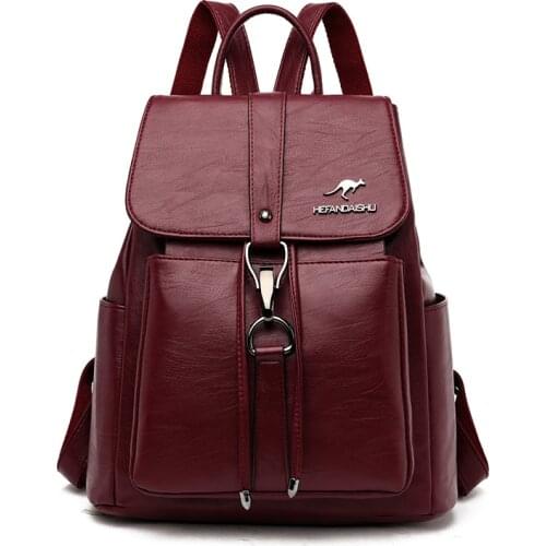 High Quality Leather Backpack Women pu Leather Travel Backpack School Bags for Teenager Girl Sac Ladies Shoulder Bags Mochila