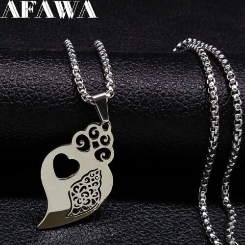 Goth Heart Stainless Steel Chain Necklace Women Jewlery Silver Color Long Necklaces Pendants Jewelry collar corazon N1109S01